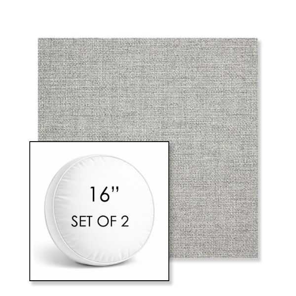 Picture of Piazza Pebble | Set of 2 | 16" Sunbrella Boxed Round Outdoor Throw Pillows with Premium Inserts