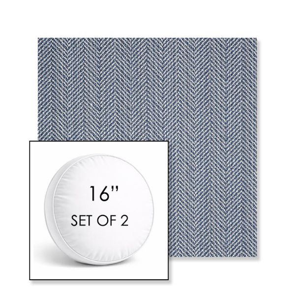 Picture of Posh Sapphire | Set of 2 | 16" Sunbrella Boxed Round Outdoor Throw Pillows with Premium Inserts