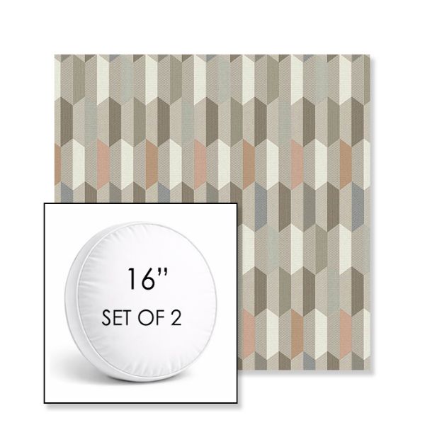 Picture of Precise Fawn | Set of 2 | 16" Sunbrella Boxed Round Outdoor Throw Pillows with Premium Inserts
