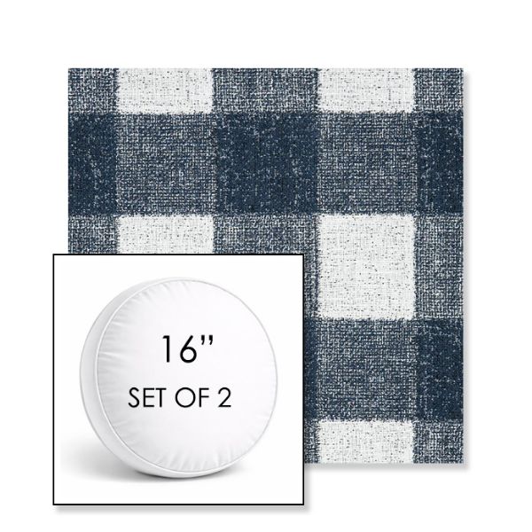 Picture of Preso Indigo | Set of 2 | 16" Sunbrella Boxed Round Outdoor Throw Pillows with Premium Inserts