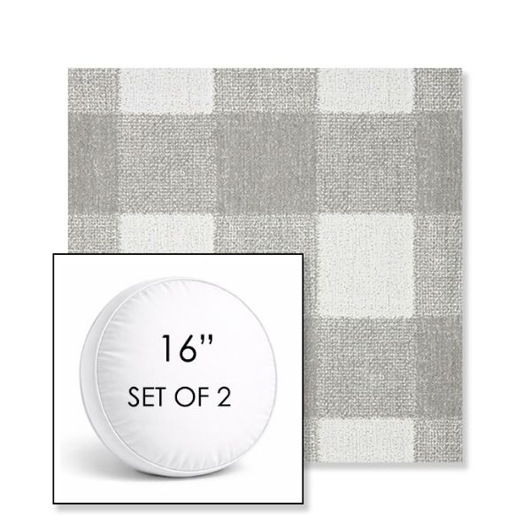Picture of Preso Pebble | Set of 2 | 16" Sunbrella Boxed Round Outdoor Throw Pillows with Premium Inserts