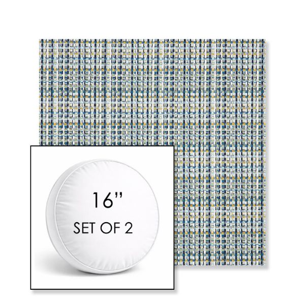 Picture of Principle Lagoon | Set of 2 | 16" Sunbrella Boxed Round Outdoor Throw Pillows with Premium Inserts