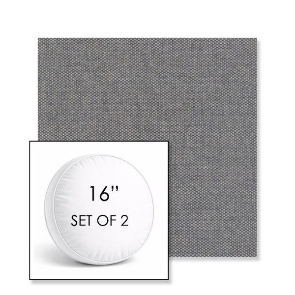 Picture of Proof Slate | Set of 2 | 16" Sunbrella Boxed Round Outdoor Throw Pillows with Premium Inserts