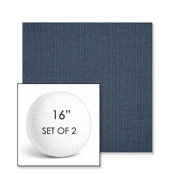Picture of Proven Indigo | Set of 2 | 16" Sunbrella Boxed Round Outdoor Throw Pillows with Premium Inserts