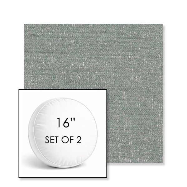 Picture of Rafi Mist | Set of 2 | 16" Sunbrella Boxed Round Outdoor Throw Pillows with Premium Inserts