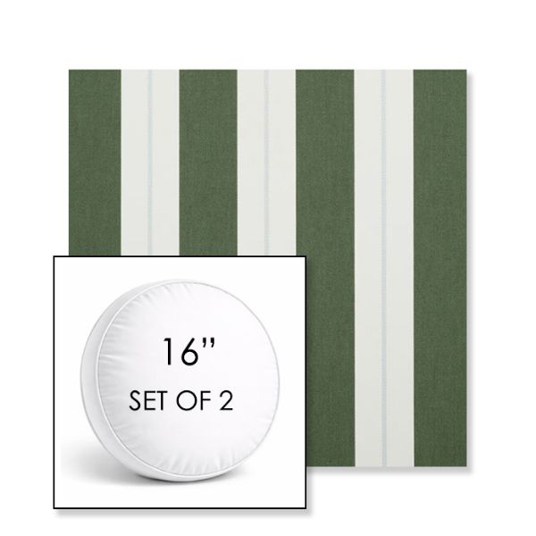 Picture of Relate Ivy | Set of 2 | 16" Sunbrella Boxed Round Outdoor Throw Pillows with Premium Inserts