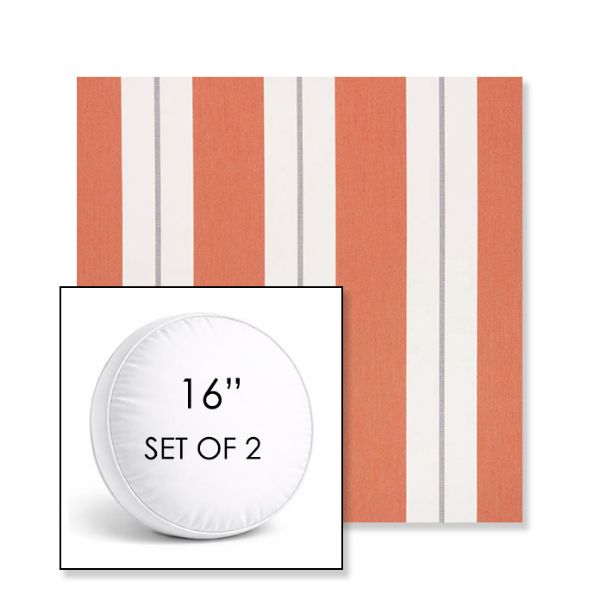 Picture of Relate Persimmon | Set of 2 | 16" Sunbrella Boxed Round Outdoor Throw Pillows with Premium Inserts
