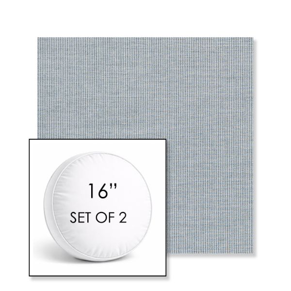 Picture of Replay Mist | Set of 2 | 16" Sunbrella Boxed Round Outdoor Throw Pillows with Premium Inserts