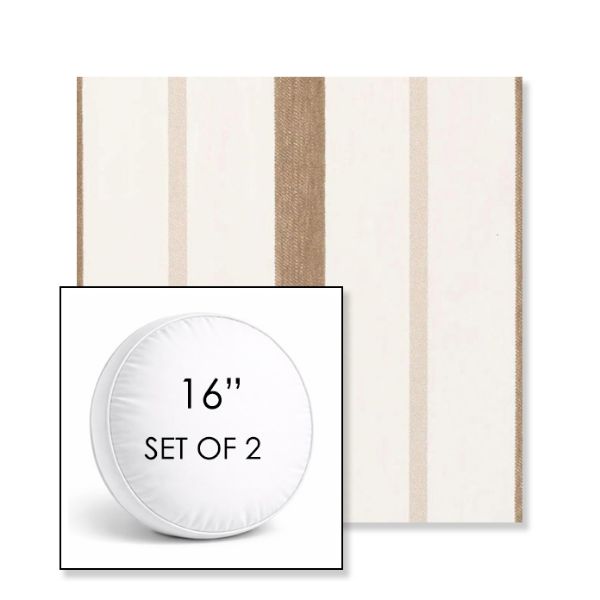Picture of Revival Sand | Set of 2 | 16" Sunbrella Boxed Round Outdoor Throw Pillows with Premium Inserts