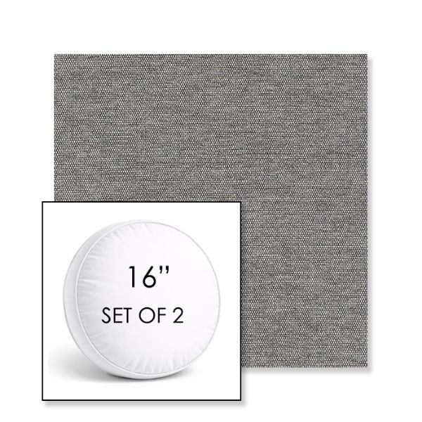 Picture of Ritsy Fog | Set of 2 | 16" Sunbrella Boxed Round Outdoor Throw Pillows with Premium Inserts