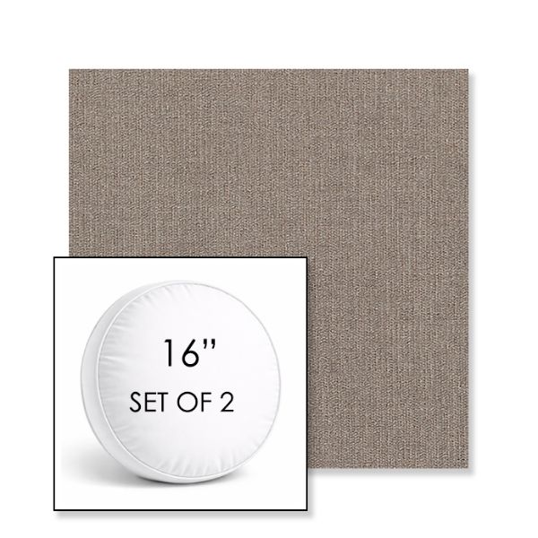 Picture of Ritsy Pumice | Set of 2 | 16" Sunbrella Boxed Round Outdoor Throw Pillows with Premium Inserts