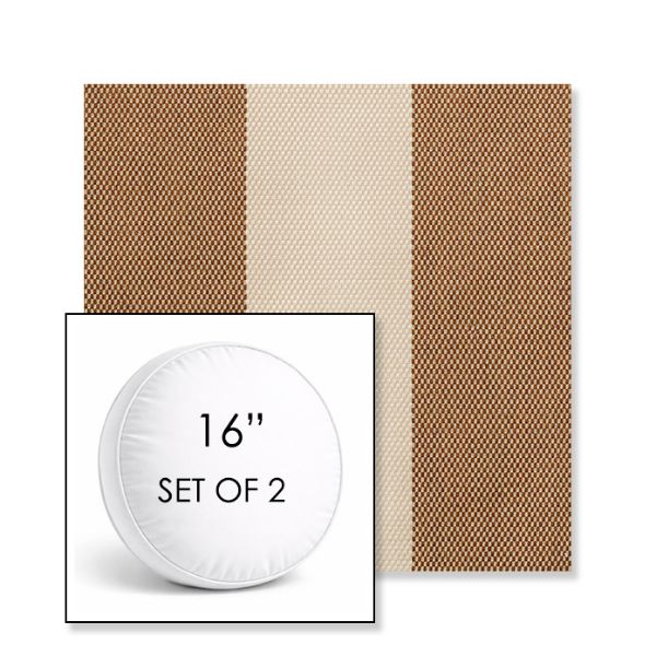 Picture of Rothko Latte | Set of 2 | 16" Sunbrella Boxed Round Outdoor Throw Pillows with Premium Inserts