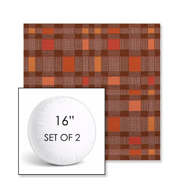 Picture of Rubix Spicy Melon | Set of 2 | 16" Sunbrella Boxed Round Outdoor Throw Pillows with Premium Inserts