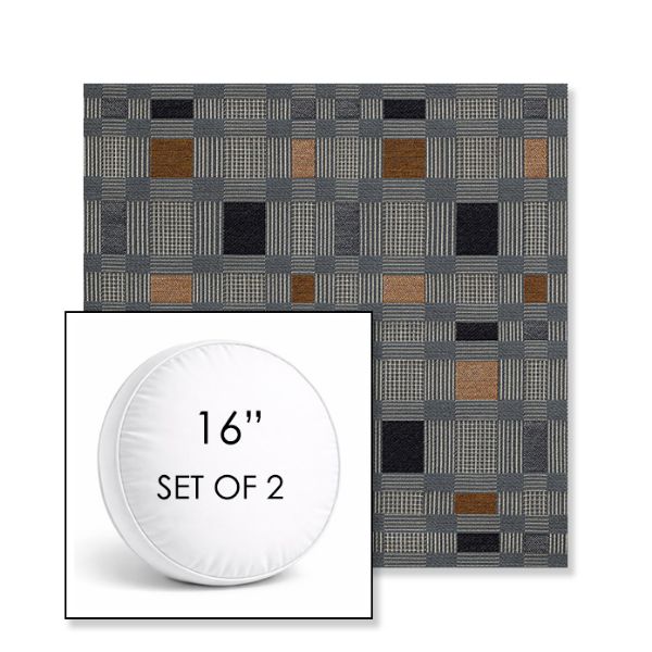 Picture of Rubix Vintage Denim | Set of 2 | 16" Sunbrella Boxed Round Outdoor Throw Pillows with Premium Inserts