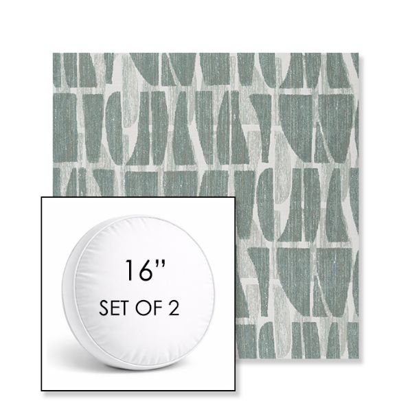 Picture of Scheme Mist | Set of 2 | 16" Sunbrella Boxed Round Outdoor Throw Pillows with Premium Inserts