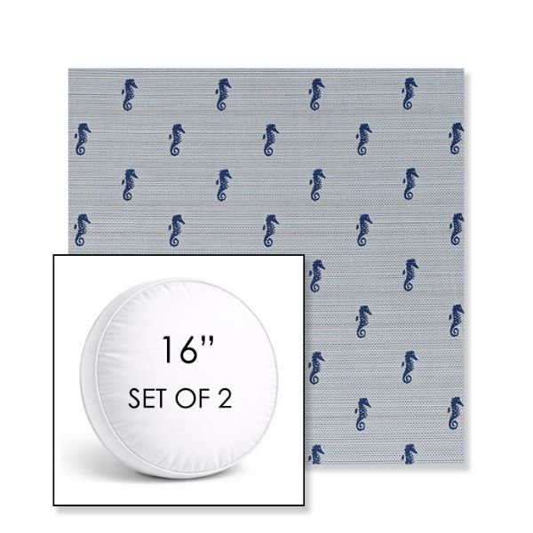 Picture of Schooner Neptune | Set of 2 | 16" Sunbrella Boxed Round Outdoor Throw Pillows with Premium Inserts