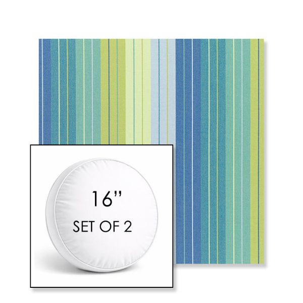 Picture of Seville Seaside | Set of 2 | 16" Sunbrella Boxed Round Outdoor Throw Pillows with Premium Inserts