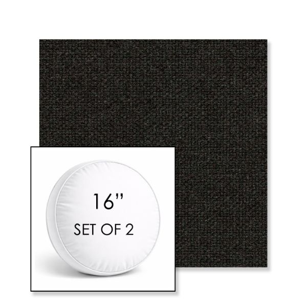 Picture of Source Coal | Set of 2 | 16" Sunbrella Boxed Round Outdoor Throw Pillows with Premium Inserts