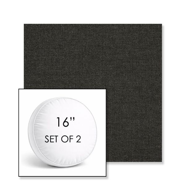 Picture of Spectrum Carbon | Set of 2 | 16" Sunbrella Boxed Round Outdoor Throw Pillows with Premium Inserts