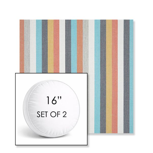 Picture of Surround Sunrise | Set of 2 | 16" Sunbrella Boxed Round Outdoor Throw Pillows with Premium Inserts