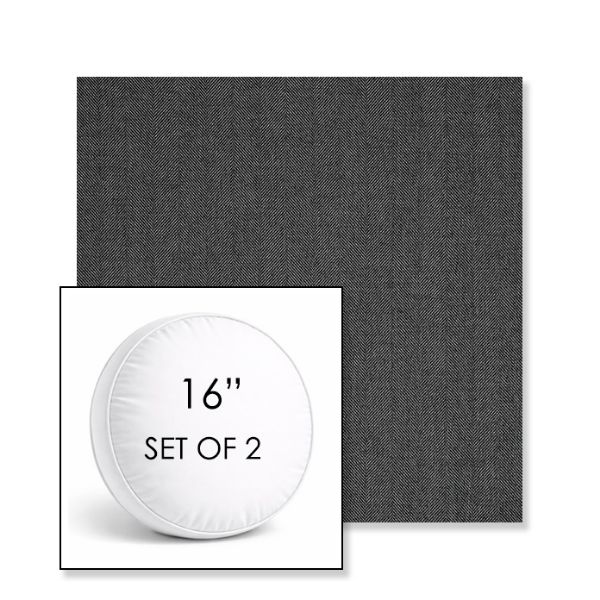 Picture of Switch Ash | Set of 2 | 16" Sunbrella Boxed Round Outdoor Throw Pillows with Premium Inserts