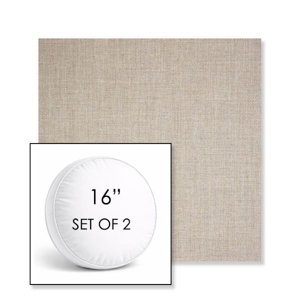 Picture of Switch Flax | Set of 2 | 16" Sunbrella Boxed Round Outdoor Throw Pillows with Premium Inserts