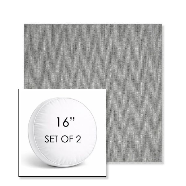 Picture of Switch Silver | Set of 2 | 16" Sunbrella Boxed Round Outdoor Throw Pillows with Premium Inserts