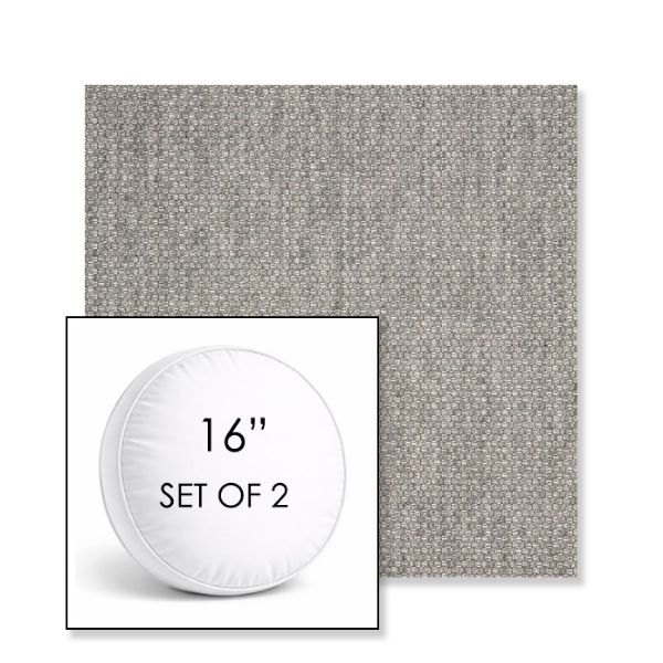 Picture of Tailored Fog | Set of 2 | 16" Sunbrella Boxed Round Outdoor Throw Pillows with Premium Inserts