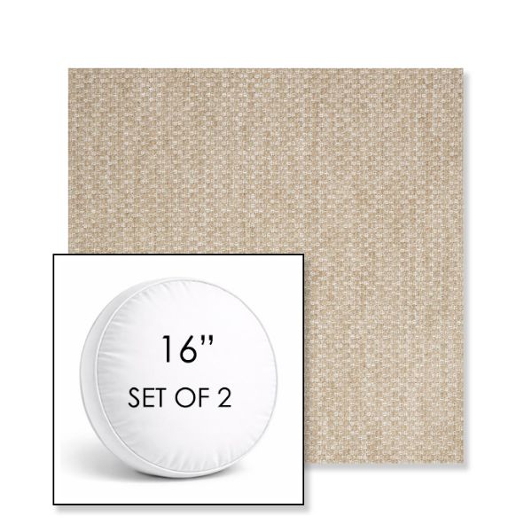 Picture of Tailored Putty | Set of 2 | 16" Sunbrella Boxed Round Outdoor Throw Pillows with Premium Inserts