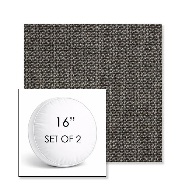 Picture of Tailored Smoke | Set of 2 | 16" Sunbrella Boxed Round Outdoor Throw Pillows with Premium Inserts