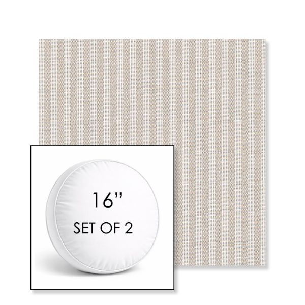Picture of Tap Sand | Set of 2 | 16" Sunbrella Boxed Round Outdoor Throw Pillows with Premium Inserts