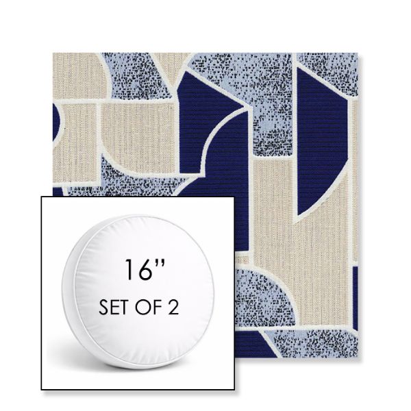 Picture of Territory Lazuli | Set of 2 | 16" Sunbrella Boxed Round Outdoor Throw Pillows with Premium Inserts
