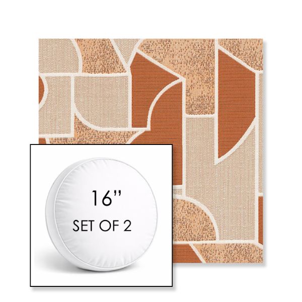 Picture of Territory Turmeric | Set of 2 | 16" Sunbrella Boxed Round Outdoor Throw Pillows with Premium Inserts