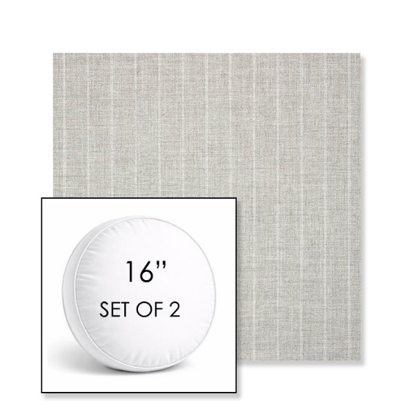Picture of Ticking Fog | Set of 2 | 16" Sunbrella Boxed Round Outdoor Throw Pillows with Premium Inserts