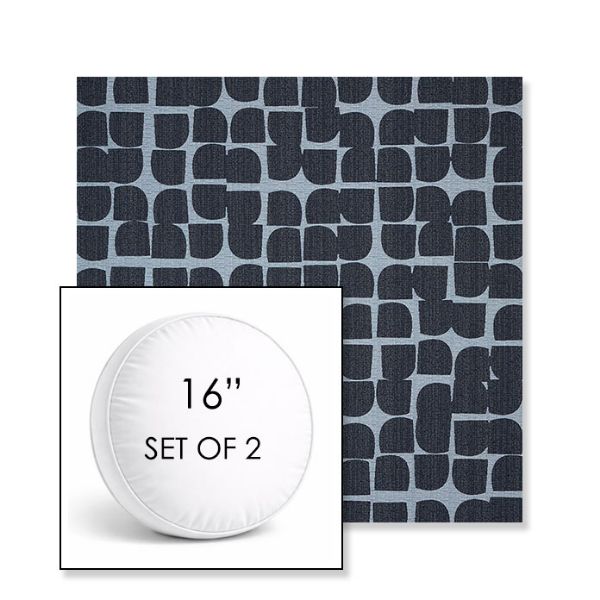 Picture of Toggle Blueprint | Set of 2 | 16" Sunbrella Boxed Round Outdoor Throw Pillows with Premium Inserts