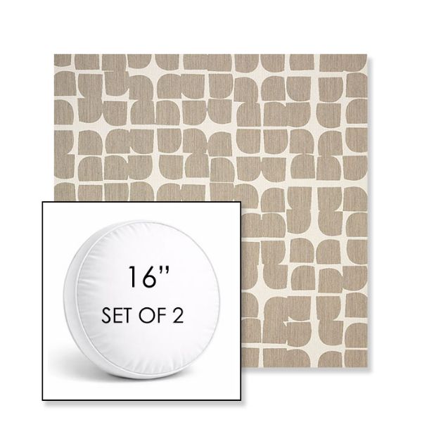 Picture of Toggle Driftwood | Set of 2 | 16" Sunbrella Boxed Round Outdoor Throw Pillows with Premium Inserts