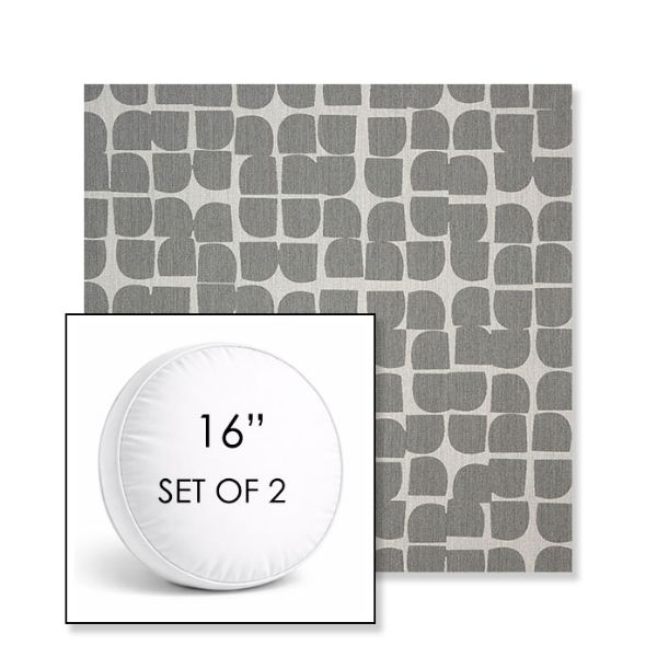 Picture of Toggle Greystone | Set of 2 | 16" Sunbrella Boxed Round Outdoor Throw Pillows with Premium Inserts