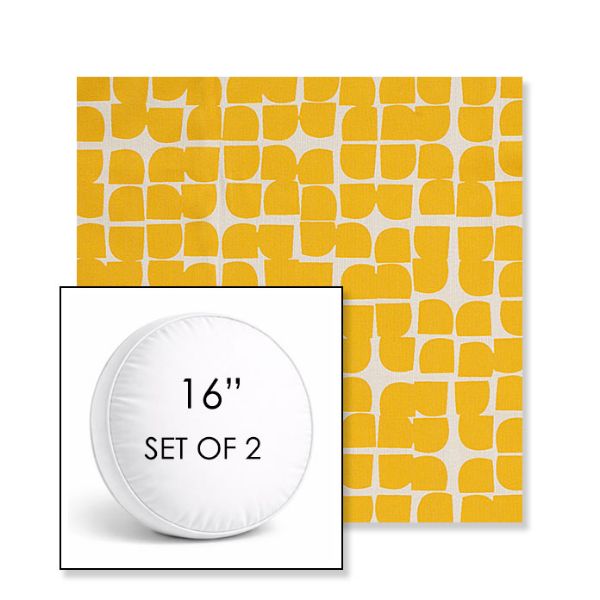 Picture of Toggle Lemon Drop | Set of 2 | 16" Sunbrella Boxed Round Outdoor Throw Pillows with Premium Inserts