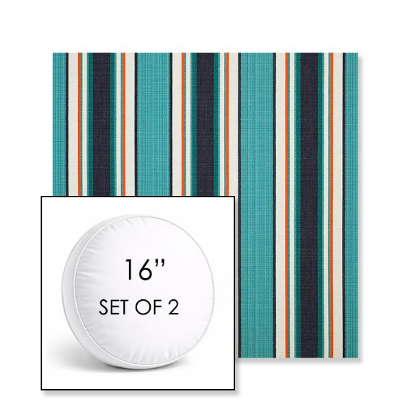 Picture of Token Surfside | Set of 2 | 16" Sunbrella Boxed Round Outdoor Throw Pillows with Premium Inserts
