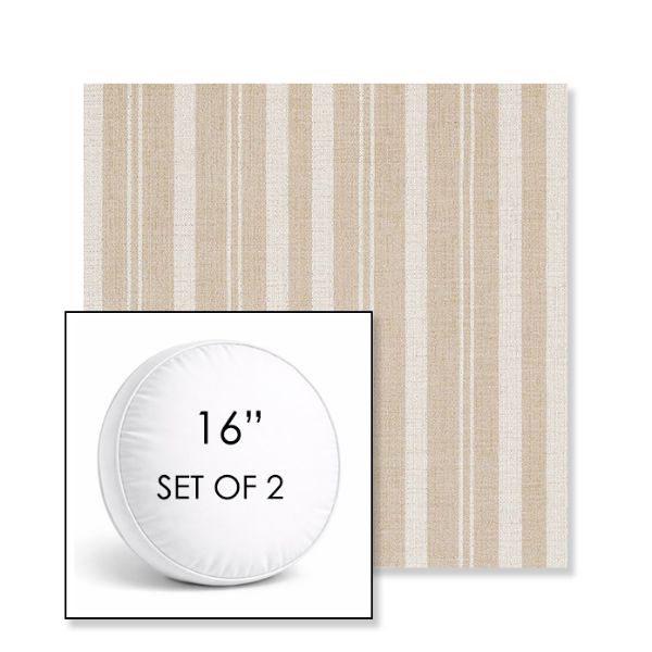 Picture of Tranquil Camel | Set of 2 | 16" Sunbrella Boxed Round Outdoor Throw Pillows with Premium Inserts