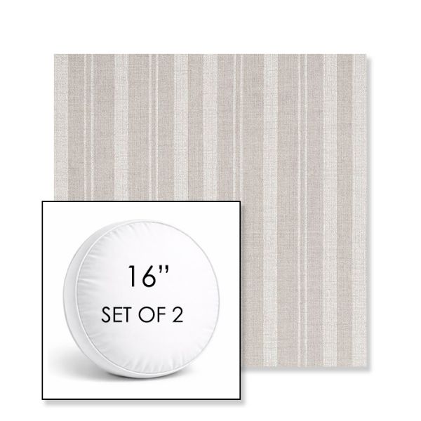 Picture of Tranquil Linen | Set of 2 | 16" Sunbrella Boxed Round Outdoor Throw Pillows with Premium Inserts