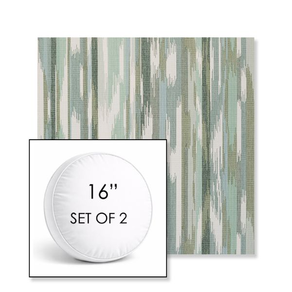 Picture of Transformation Moss | Set of 2 | 16" Sunbrella Boxed Round Outdoor Throw Pillows with Premium Inserts