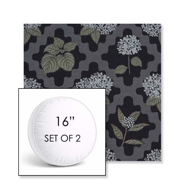 Picture of Trellis Morning Glory | Set of 2 | 16" Sunbrella Boxed Round Outdoor Throw Pillows with Premium Inserts