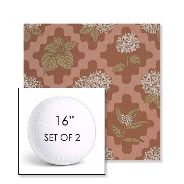 Picture of Trellis Primrose | Set of 2 | 16" Sunbrella Boxed Round Outdoor Throw Pillows with Premium Inserts