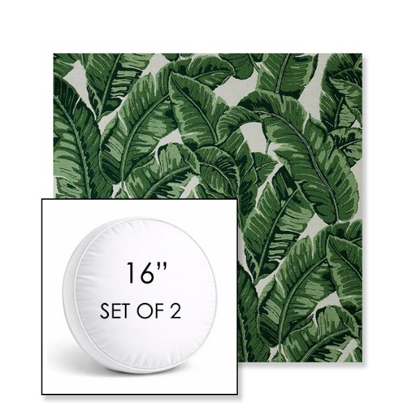 Picture of Tropics Jungle | Set of 2 | 16" Sunbrella Boxed Round Outdoor Throw Pillows with Premium Inserts