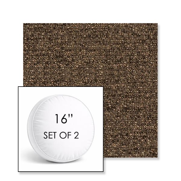 Picture of Tundra Bark | Set of 2 | 16" Sunbrella Boxed Round Outdoor Throw Pillows with Premium Inserts