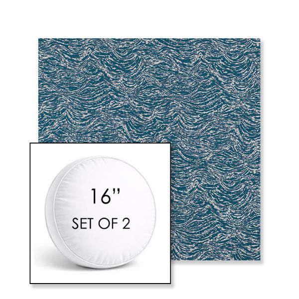 Picture of Undercurrent Lagoon | Set of 2 | 16" Sunbrella Boxed Round Outdoor Throw Pillows with Premium Inserts