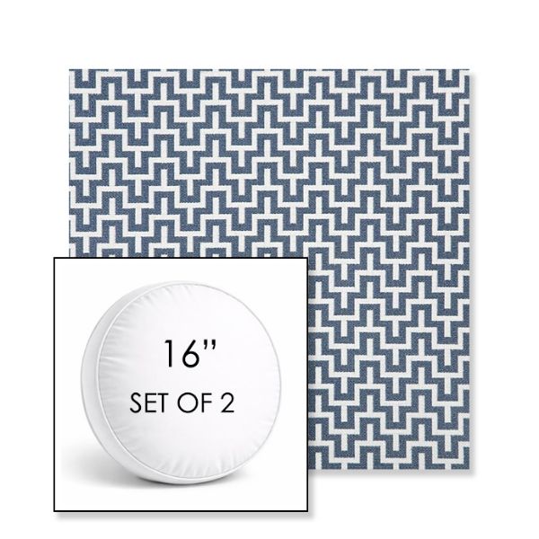 Picture of Underline Denim | Set of 2 | 16" Sunbrella Boxed Round Outdoor Throw Pillows with Premium Inserts