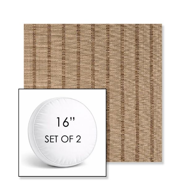 Picture of Unwind Driftwood | Set of 2 | 16" Sunbrella Boxed Round Outdoor Throw Pillows with Premium Inserts