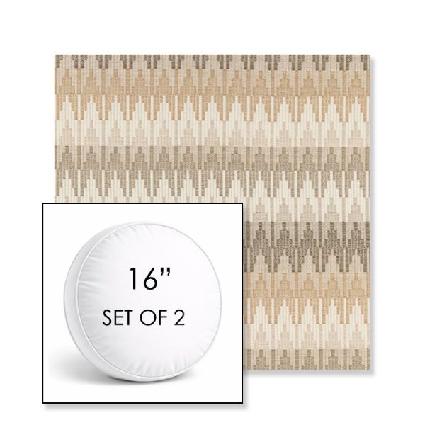 Picture of Valley Dune | Set of 2 | 16" Sunbrella Boxed Round Outdoor Throw Pillows with Premium Inserts